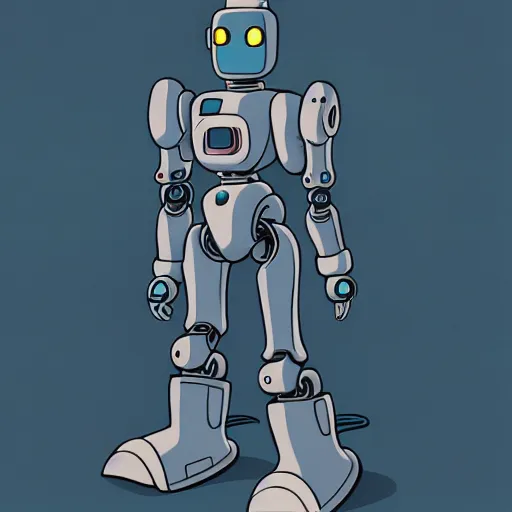 Image similar to a robot with a crt monitor for a head and wearing a leather bomber jacket, black sweatpants, studio ghibli, character design, high resolution