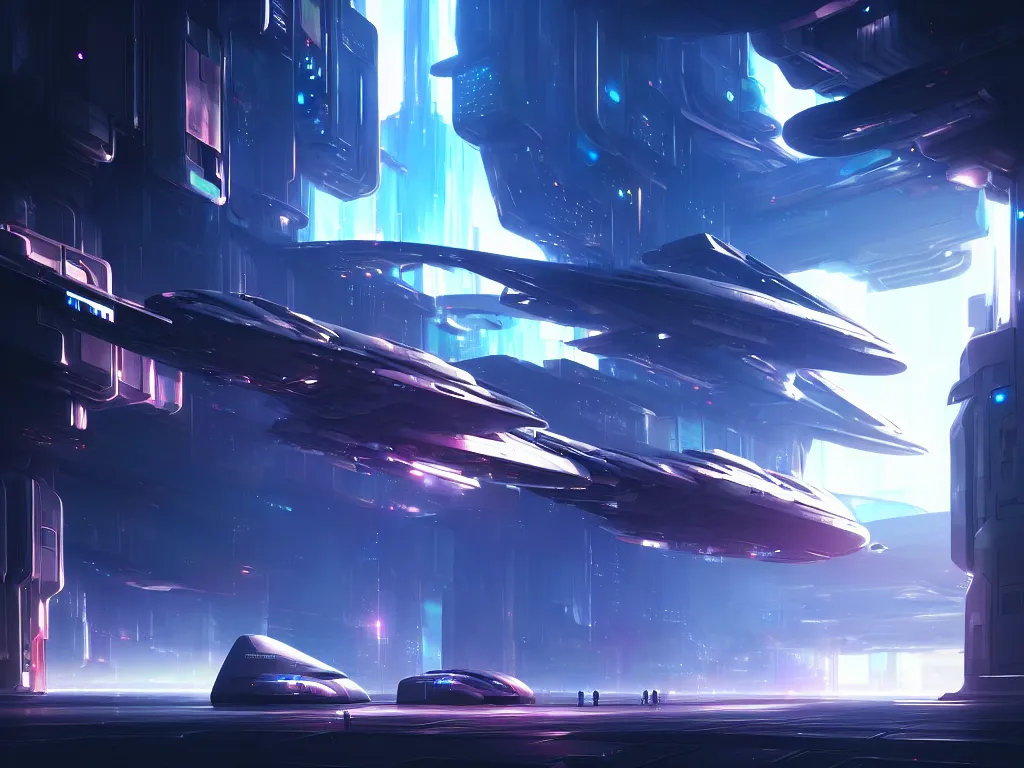 Image similar to spaceship, engineering bay, photo realistic, dynamic lighting, artstation, poster, volumetric lighting, 4 k, award winning, a detailed painting by ross tran hyperdetalized, anime | 2 d game art | official art, smooth, cyberpunk, tech