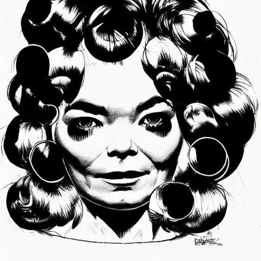 Image similar to bjork, portrait, by guido crepax