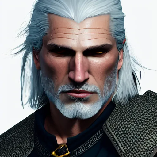 Prompt: dream Geralt of Rivia, golden eyes, silver hair, wolf pedant, 4k, artstation, cgsociety, award-winning, masterpiece, stunning, beautiful, glorious, powerful, fantasy art