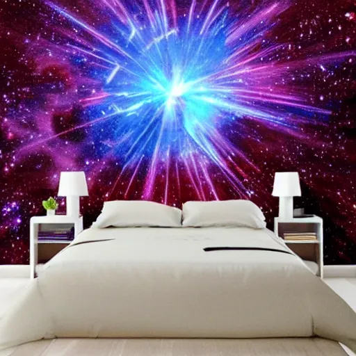 Prompt: mini supernova exploding in a living room