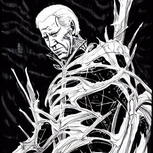 Image similar to Joe Biden looking sinister, by Tsutomu Nihei, highly detailed