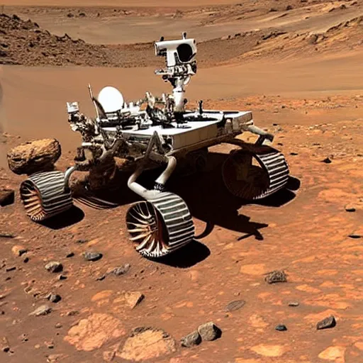 Image similar to extremely detailed photo of mars rover next to carl sagan, detailed face