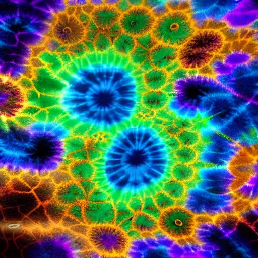 Image similar to a hyperrealistic 3D render of tie dyed Mandelbrot fractals, 8k, 4K, glowing, dramatic lighting, volumetric lighting, octane render,