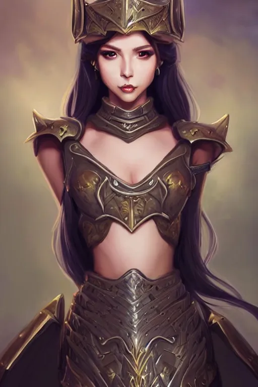 Prompt: a full body portrait of a gorgeous female paladin, D&D, choker on neck, stylish dress, very long flowing hair, intricate, elegant, stylish, cute slightly nerdy smile, mouth slightly open, fantasy, extremely detailed, digital painting, artstation, concept art, smooth, sharp focus, illustration, art by artgerm and greg rutkowski and alphonse mucha