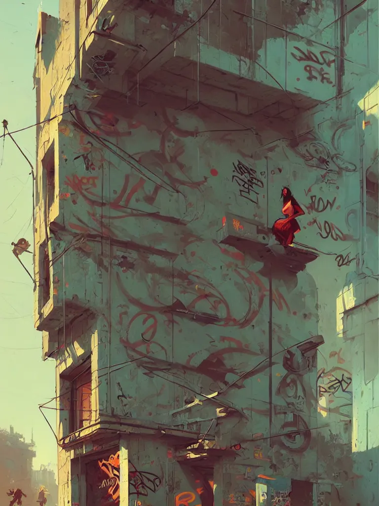 Image similar to vintage graffiti by greg rutkowski, beautiful colors, depth, anamorphic illustration, highly detailed, simple, no jagged lines, smooth, artstation, artwork by obey and miss van