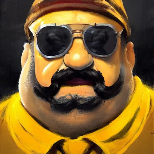 Prompt: greg manchess portrait painting of wario eggman, medium shot, asymmetrical, profile picture, organic painting, sunny day, matte painting, bold shapes, hard edges, street art, trending on artstation, by huang guangjian and gil elvgren and sachin teng