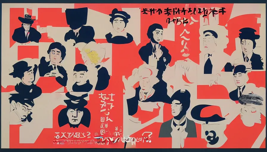 Prompt: Japan travel discoveries and sights explorations, a poster design for a contemporary graphic design exhibition, by Rene Magritte, Andy Warhol, Alex Yanes, Tadanori Yokoo, Yoshio Awazu
