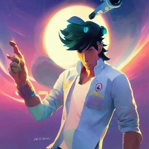 Image similar to hero world space dandy, behance hd by jesper ejsing, by rhads, makoto shinkai and lois van baarle, ilya kuvshinov, rossdraws global illumination