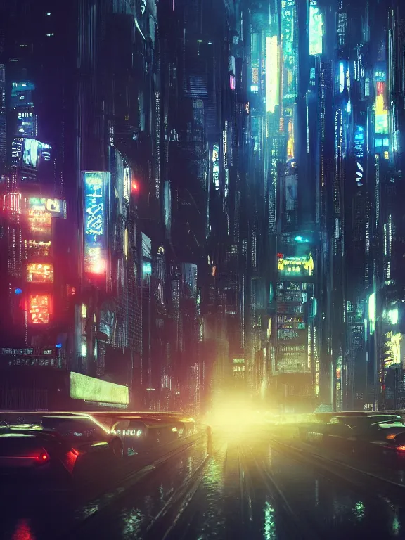 Prompt: photo of futuristic cityscape,blade runner, cyberpunk,traffic, crowded, cinematic lighting, night, rain, trending on artstation, 8k, hyperrealistic, focused, extreme details, unreal engine 5, cinematic, masterpiece