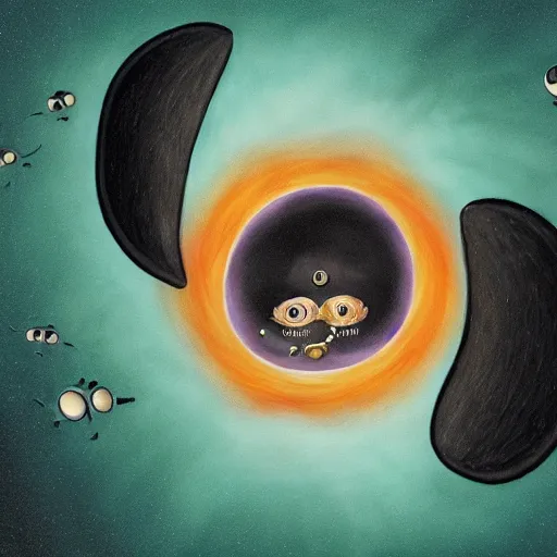 Image similar to Very accurate depiction of the creatures living inside a black hole.