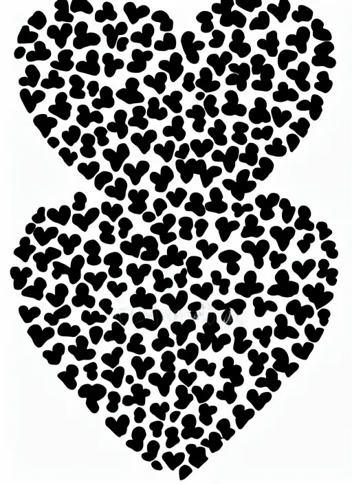 Image similar to a black and white graphic of a heart made up of smaller hearts outline vector illustration