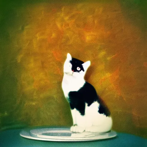 Prompt: the kitsch meow. surreal whimsical retro photograph.