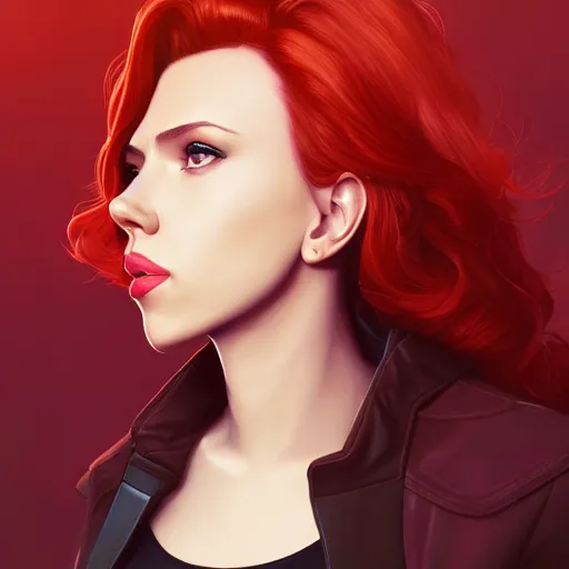 Image similar to a portrait of scarlett johansson black widow, art by lois van baarle and loish and ross tran and rossdraws and sam yang and samdoesarts and artgerm, digital art, highly detailed, intricate, sharp focus, trending on artstation hq, deviantart, unreal engine 5, 4 k uhd image