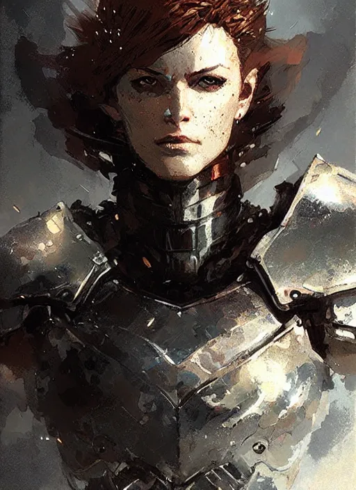 Image similar to epic woman portrait in armour made out of strongest metal gear by greg rutkowski and craig mullins