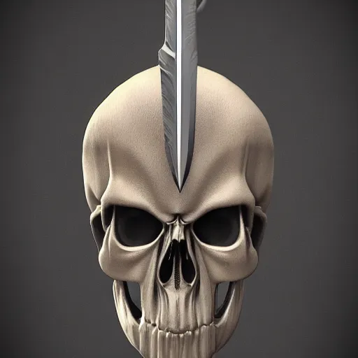 Prompt: a black great sword skull crest, sharp tip, ornament, weapon, a 3 d render by dom qwek, studio lighting, front side view full sheet, trending on polycount, artstation, hard surface modeling, rendered in maya, 3 ds max, blender, artstation hd, vray