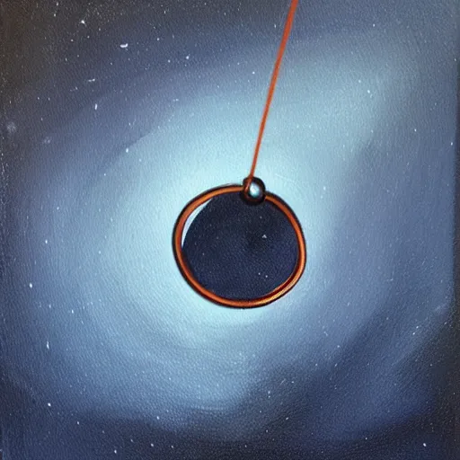 Prompt: a dark oil painting of a glowing blue ring suspended in a dark night sky