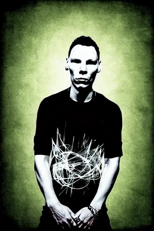 Prompt: tiesto as hard bass music dj, surreal, electronic hardcore music, art by joshy sly, dali