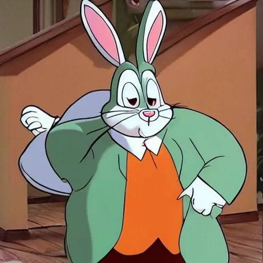 Image similar to big chungus as bugs bunny in real life