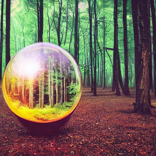 Prompt: forest in a magic sphere