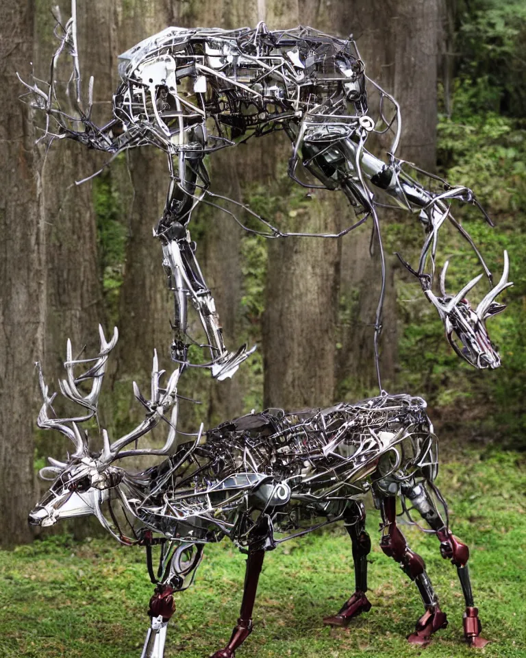 Image similar to an animatronics cybernetic deer