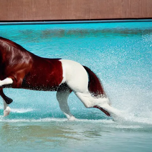 Prompt: horse swimming