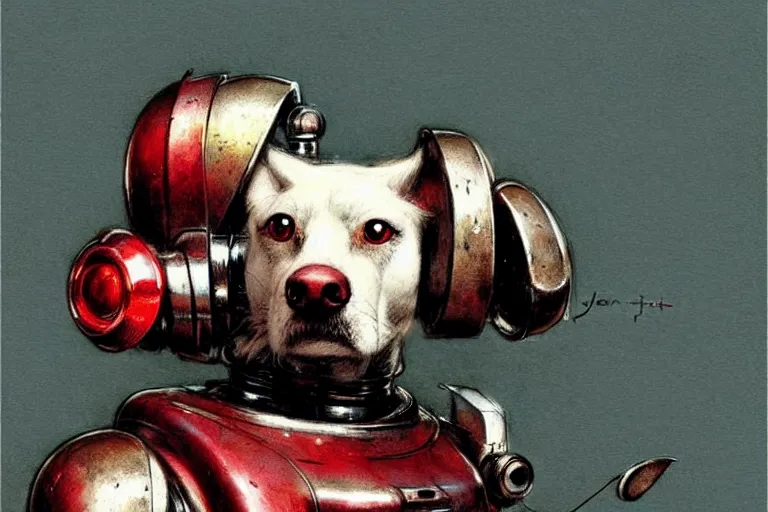 Image similar to adventurer ( ( ( ( ( 1 9 5 0 s retro future robot android dog. muted colors. ) ) ) ) ) by jean baptiste monge!!!!!!!!!!!!!!!!!!!!!!!!! chrome red