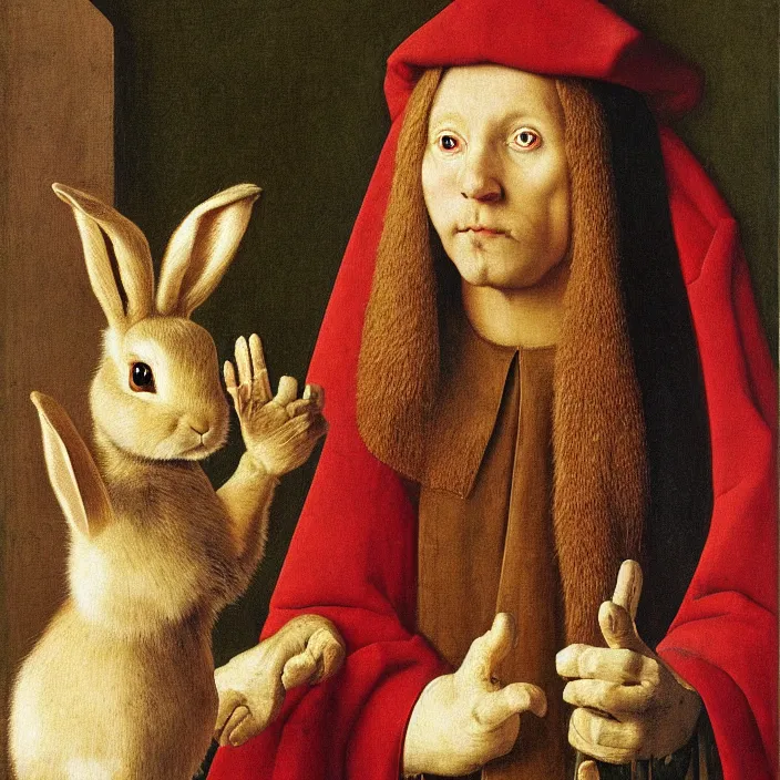 Image similar to the rabbit has a message for you, by jan van eyck