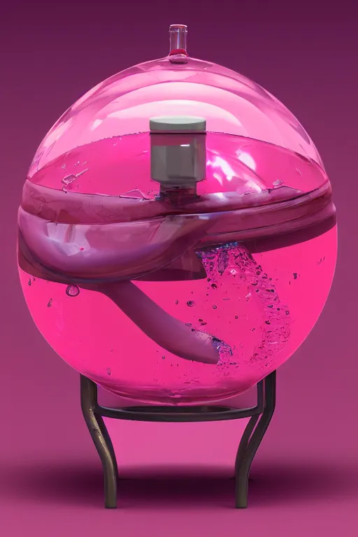 Prompt: Spherical Vat filled with Pink Liquid, mechanical, tubing, fantasy, digital art, trending on artstation, 4k, ultra detailed