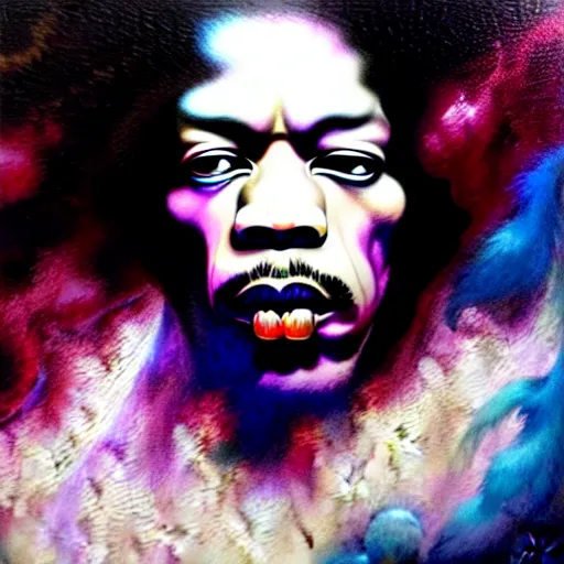 Prompt: uhd photorealistic portrait of albino jimi hendrix, by amano, ayami kojima, greg rutkowski, lisa frank, mark brooks, and karol bak, masterpiece, cinematic composition, dramatic pose, studio lighting, correct face, hyperdetailed, intricate details