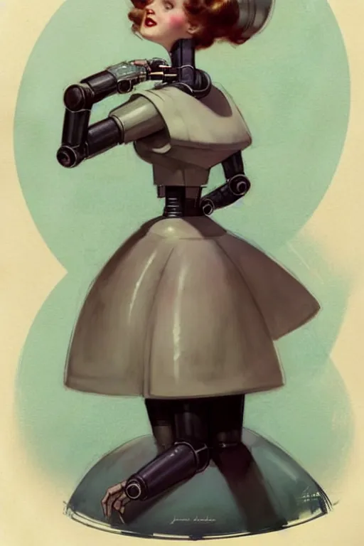 Image similar to ( ( ( ( ( 1 9 5 0 s retro future robot android maid. muted colors. ) ) ) ) ) by jean - baptiste monge!!!!!!!!!!!!!!!!!!!!!!!!!!!!!!