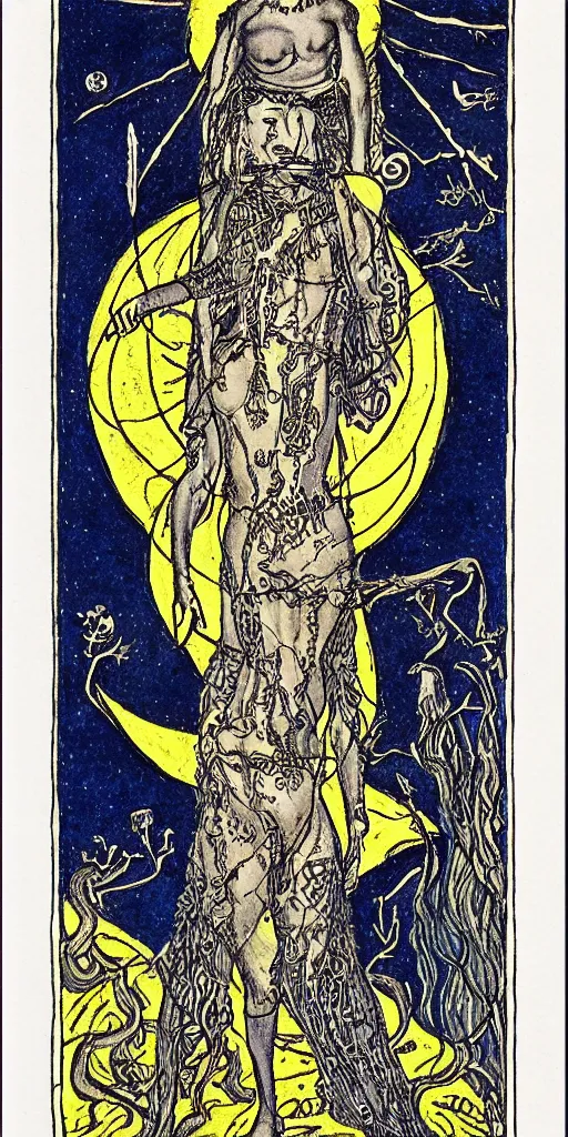 Image similar to the moon tarot card by austin osman spare