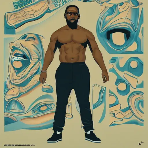 Image similar to kaytranada with the physique of a bodybuilder, photorealistic, detailed, cinematic, intricate, digital art,