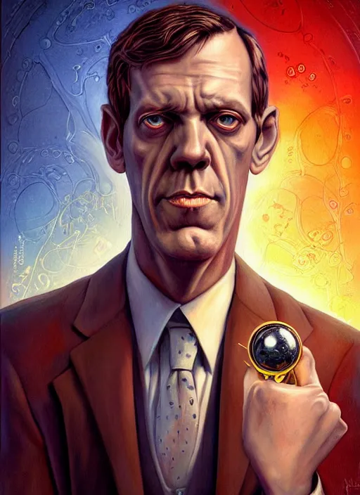 Image similar to lovecraft lovecraftian portrait of hugh laurie, pixar style, by tristan eaton stanley artgerm and tom bagshaw.