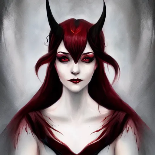 Prompt: portrait of a devil vampire inspired by Charlie bowater,Anna Dittmann
