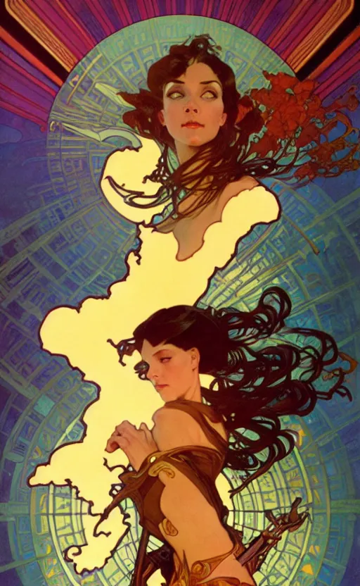 Image similar to exquisite imaginative scifi poster art, movie art, by lucusfilm, weta studio, alphonso mucha, james jean, frank frazetta, 8 k, denoised, sharp, crisp, high quality, cinematic