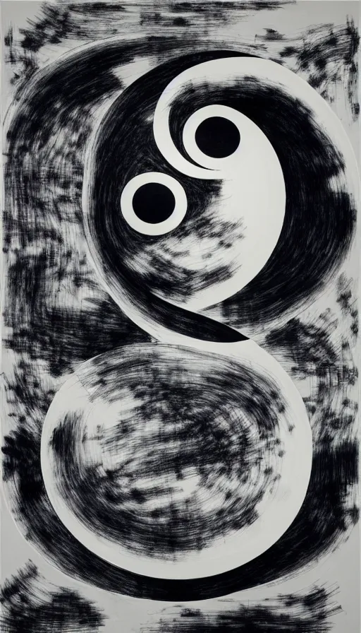 Prompt: Abstract representation of ying Yang concept, by Zeng Fanzhi