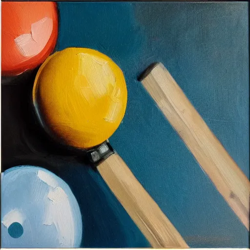 Prompt: to katter som spiller ping pong på oransje bakgrunn, oil painting