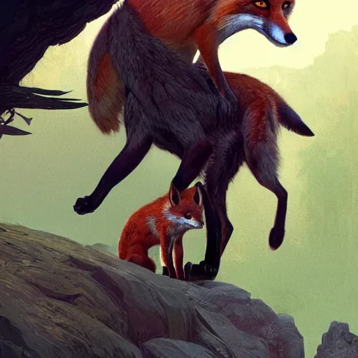 Image similar to tobey maguire and a red fox, intricate, highly detailed, digital painting, artstation, concept art, smooth, sharp focus, illustration, unreal engine 5, 8 k, art by artgerm and greg rutkowski and alphonse mucha