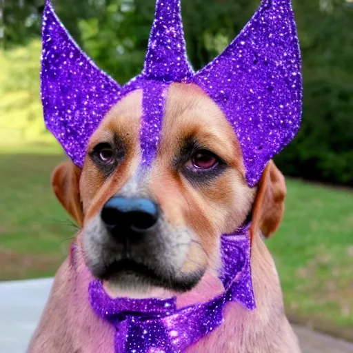 Image similar to a dog made out of purple magic sparkles