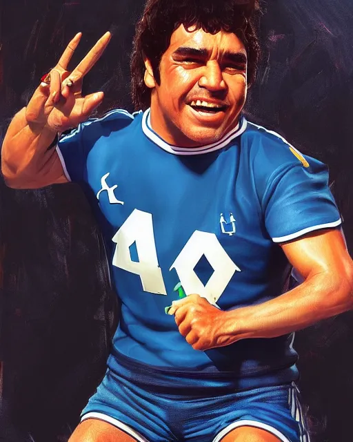 Image similar to cinematic portrait, smooth, diego armando maradona by peter andrew jones, by mark brooks, hd, hyper detailed, 4 k