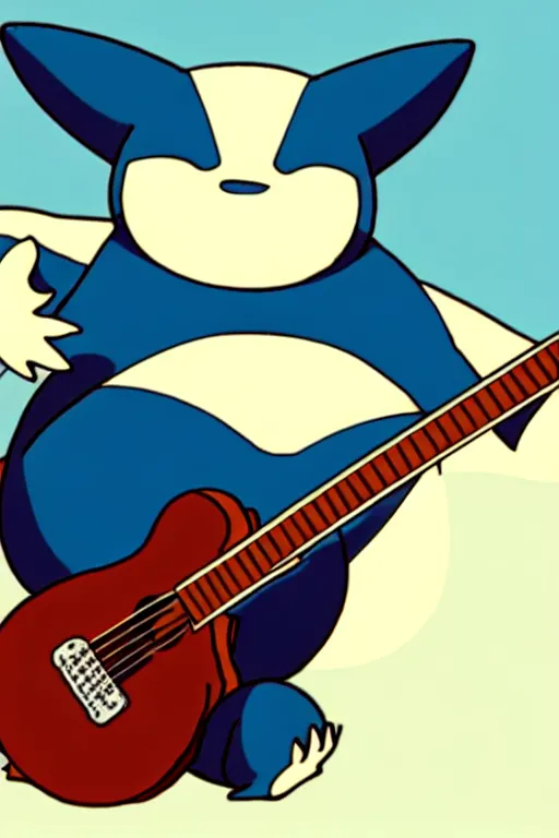 Prompt: snorlax playing guitar