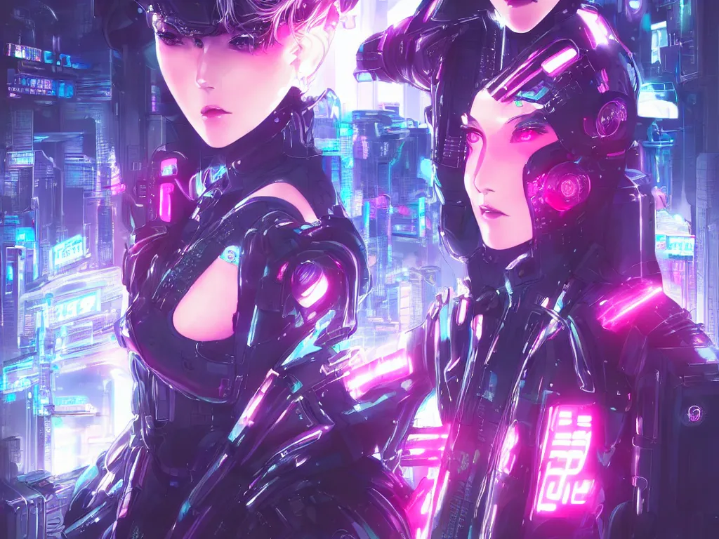 Image similar to portrait anime visual futuristic female cyber police, on cyberpunk neon light tokyo rooftop, ssci - fi and fantasy, intricate and very beautiful, human structure, concept art, sharp focus, anime by rossdraws and magali villeneuve and luxearte and liya nikorov, frostine engine