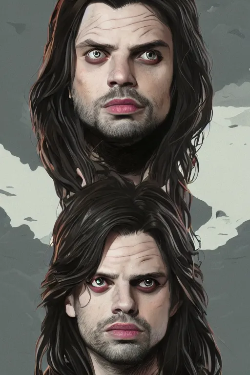 Image similar to sebastian stan in sleepy hollow, full body, big two toned eyes, teeth gritted, horror, intricate details, cinematic, epic, realistic, anatomy, tomer hanuka, uplight, artstation, photorealistic, scary