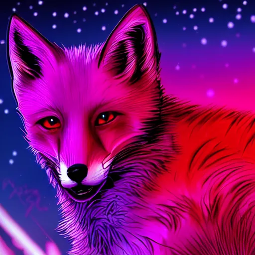 Image similar to synthwave fox, digital art