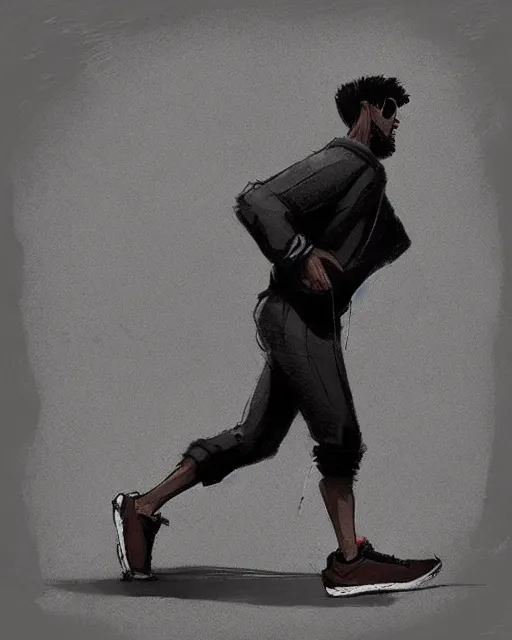 Image similar to “Medium shot of a character wearing Nikes in the style of Greg Rutkowski”