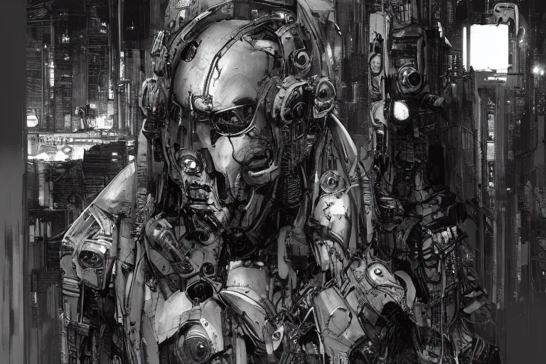 Image similar to comic book illustration, the ghosts in the machine, cyberpunk concept art by artgerm and Guy Denning and Moebius, highly detailed, intricate, sci-fi, sharp focus, Trending on Artstation HQ, deviantart