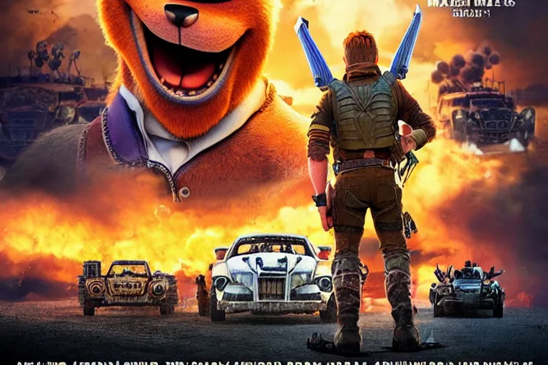 Image similar to nick wilde, heavily armed and armored facing down armageddon in a dark and gritty reboot from the makers of mad max : fury road : witness me