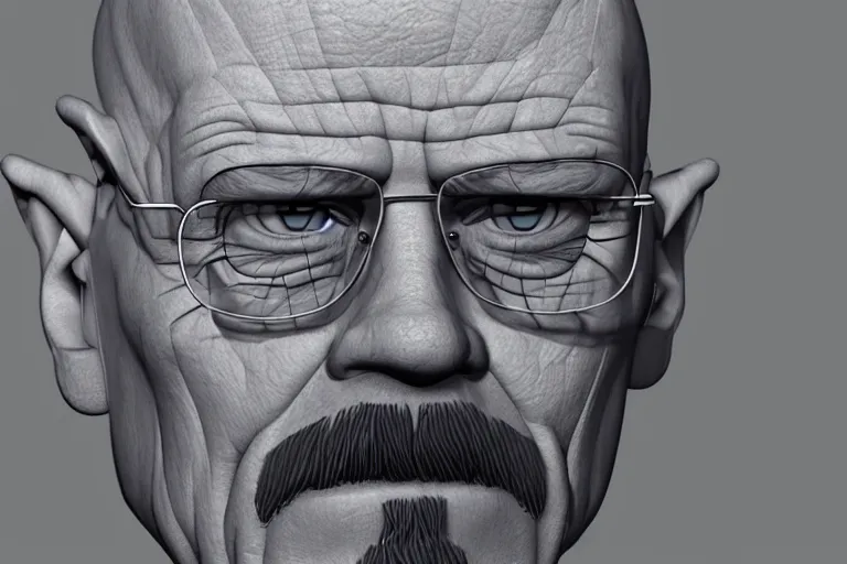 Image similar to 3 d render, pixar quality poster of walter white