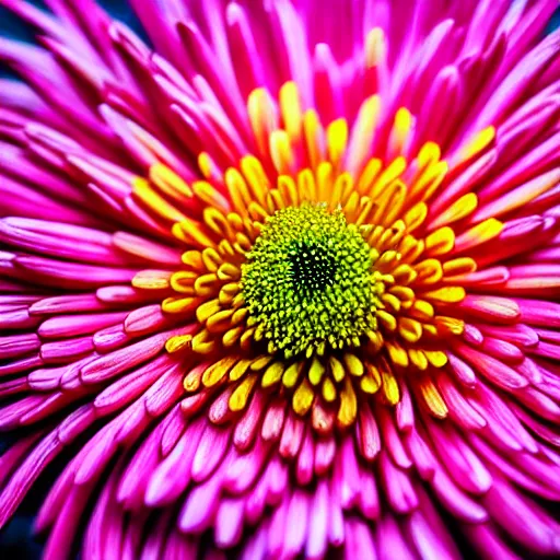 Prompt: Chrysanthemum EOS-1D, f/1.4, ISO 200, 1/160s, 8K, RAW, unedited, symmetrical balance, in-frame, god rays, digital art, high detail by tristan eaton